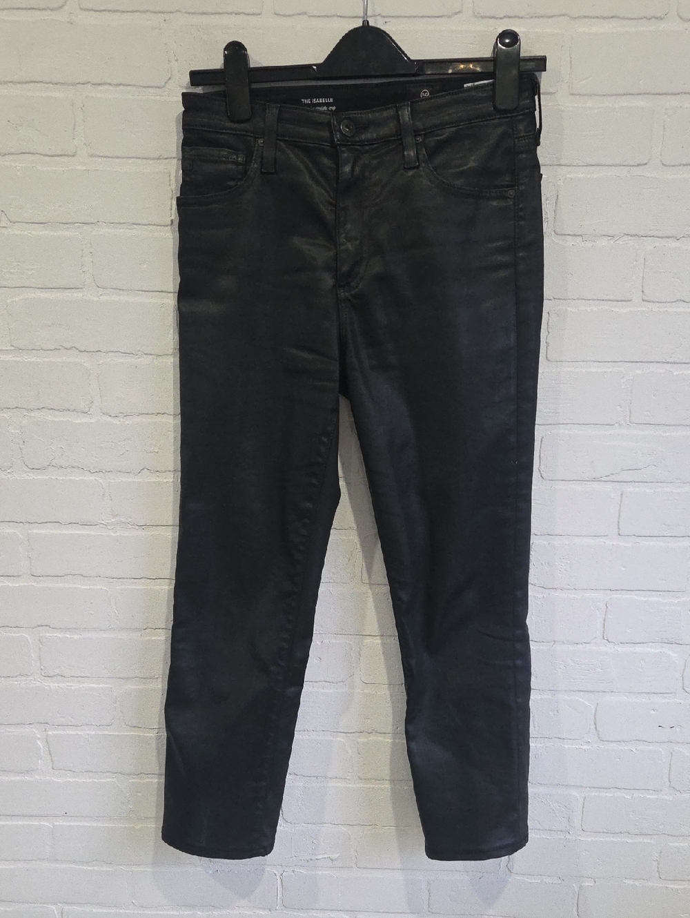 Ag Adriano Goldschmied Black Cropped Waxed Jeans